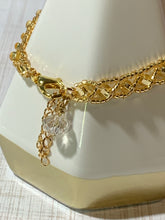 Load image into Gallery viewer, Gold beaded bracelet with gold plated adjustable safety chain
