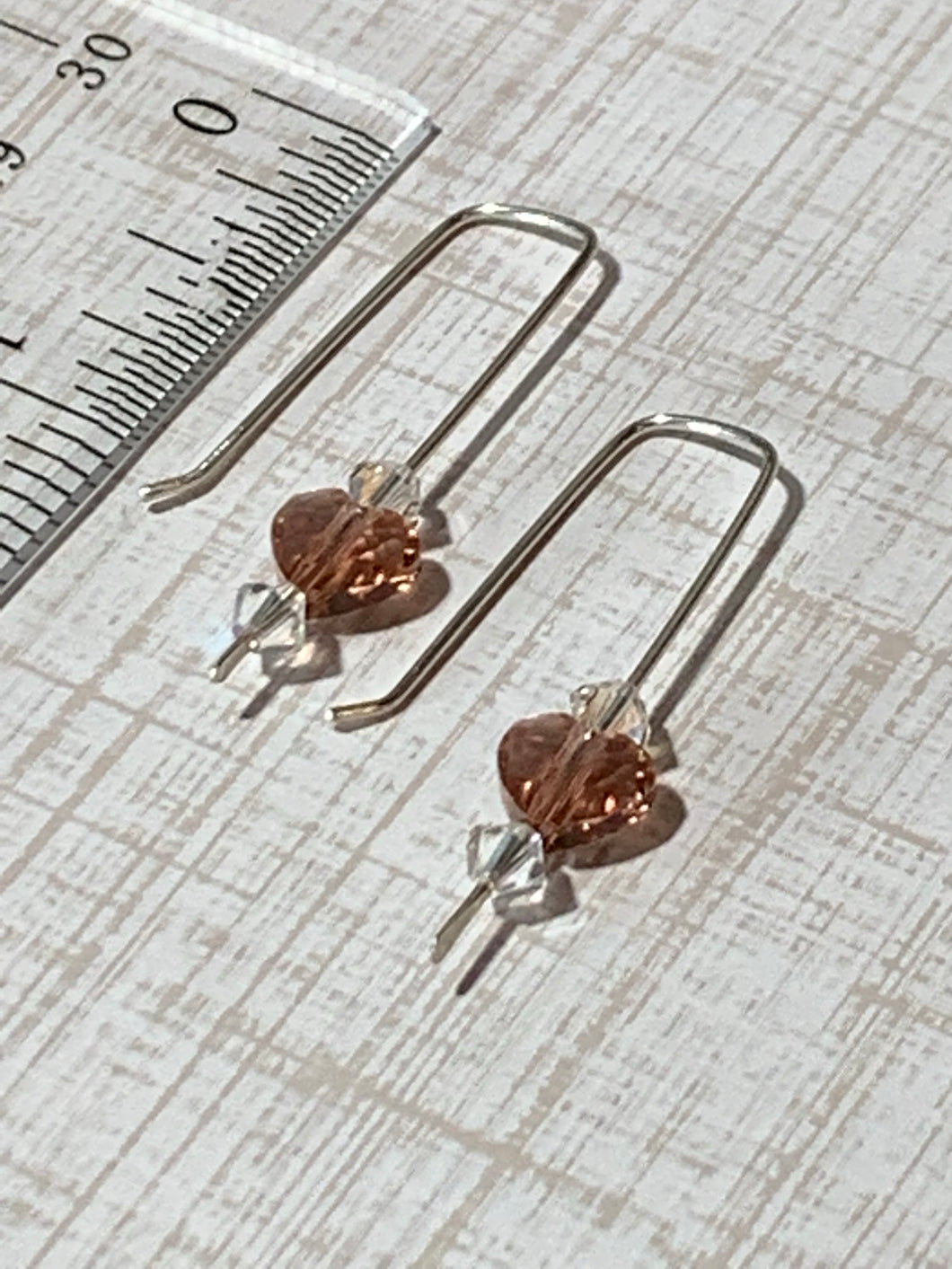 Silver plated drop beaded heart earrings